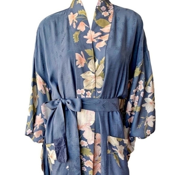 🌸nwot🌸 Vintage Inspired Boho Gypsy Floral Peacock Waterfall Spell Kimo - Picture 10 of 17